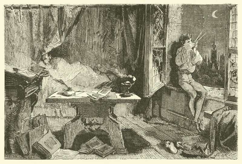 Tycho Brahe měřící vzdálenost, která odděluje hvězdy (rytina) od French School