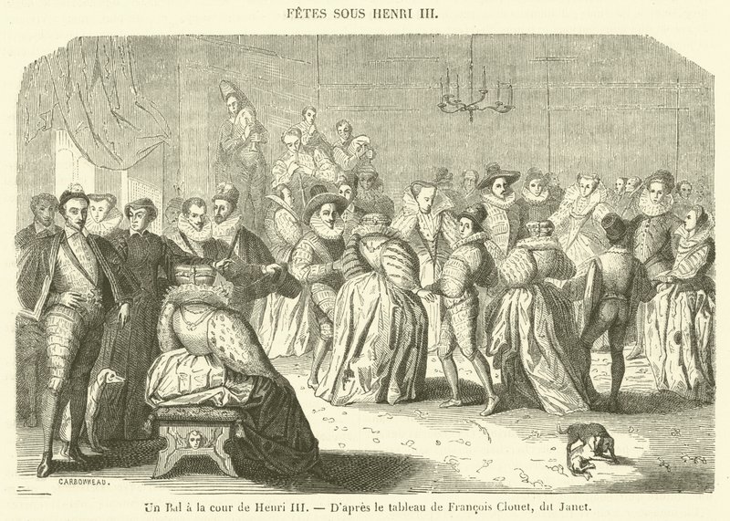 Un Bal a la cour de Henri III (rytina) od French School
