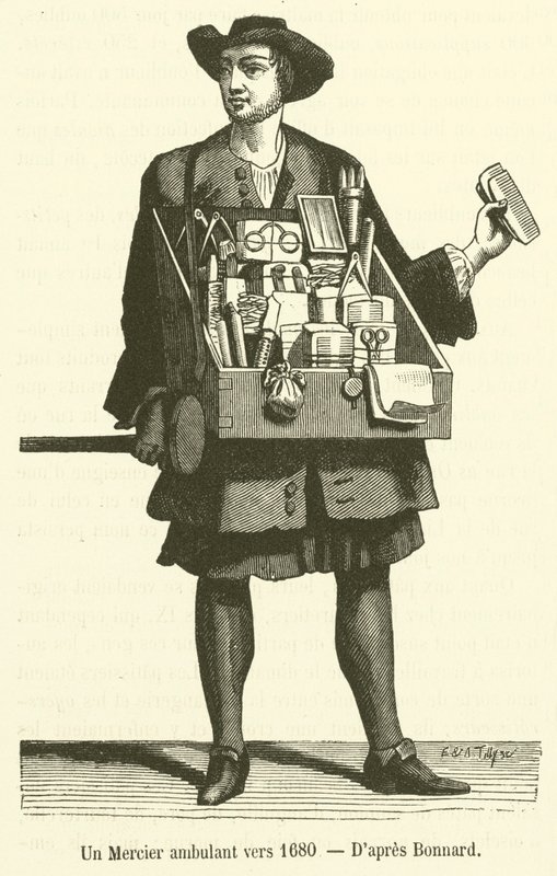 Cestující Mercier kolem roku 1680 (rytina) od French School