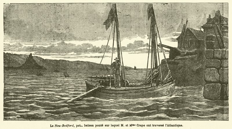 Výlet lodí přes Atlantik (rytina) od French School
