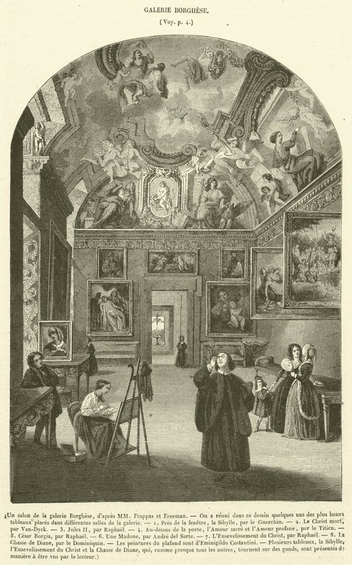 Salon v galerii Borghese (rytina) od French School