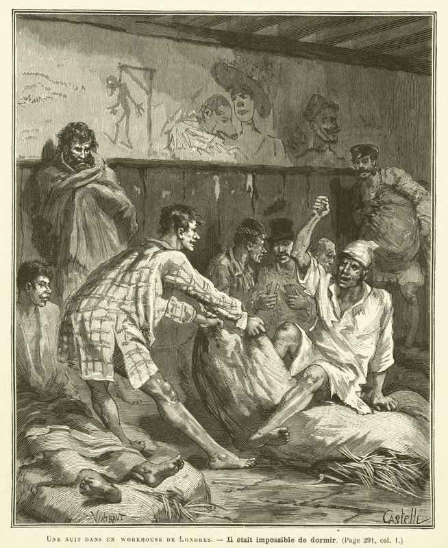 A Night in a London Workhouse (rytina) od French School