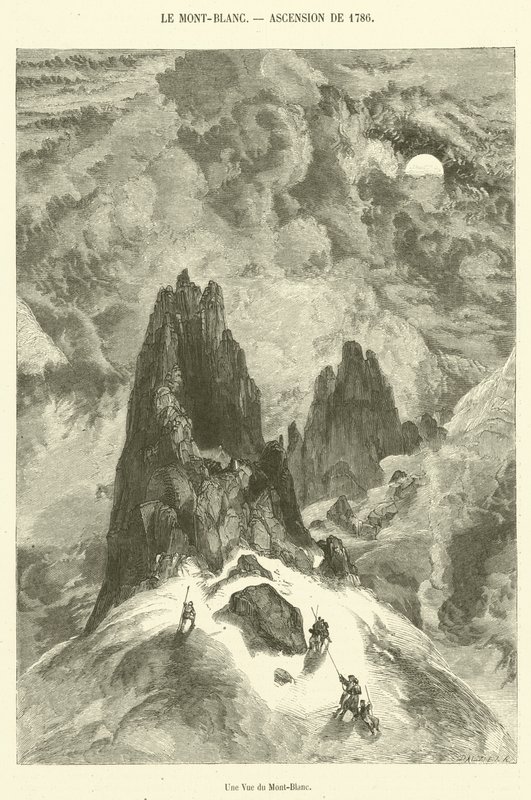 Pohled na Mont-Blanc (rytina) od French School