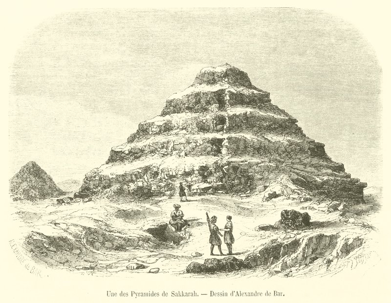 Jedna z pyramid v Sakkaře (rytina) od French School
