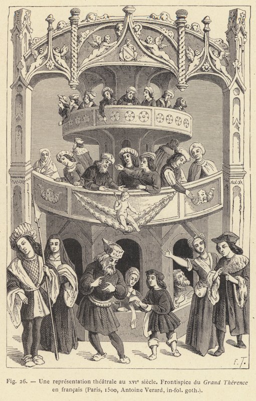 Divadelní představení v 16. století (rytina) od French School