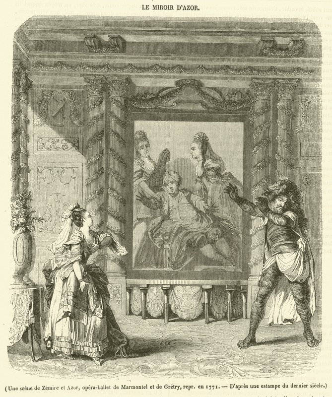 Scéna ze Zemire a Azor, opera-balet Marmontel a Gretry, provedená v roce 1771 (rytina) od French School