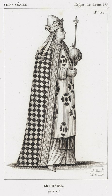 VIII století, vláda Ludvíka I., Lothair (rytina) od French School
