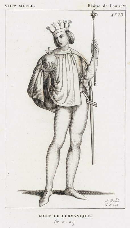 VIII století, vláda Ludvíka I., Ludvíka Germánského (rytina) od French School