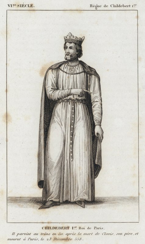 VI. století, vláda Childeberta I., Childeberta I., krále Paříže (rytina) od French School