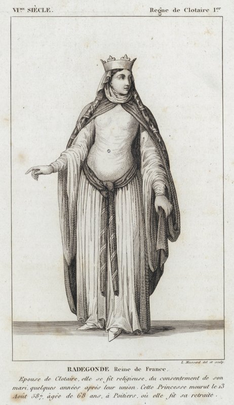 VI Century, Reign of Clotaire I, Radegonde, královna Francie (rytina) od French School
