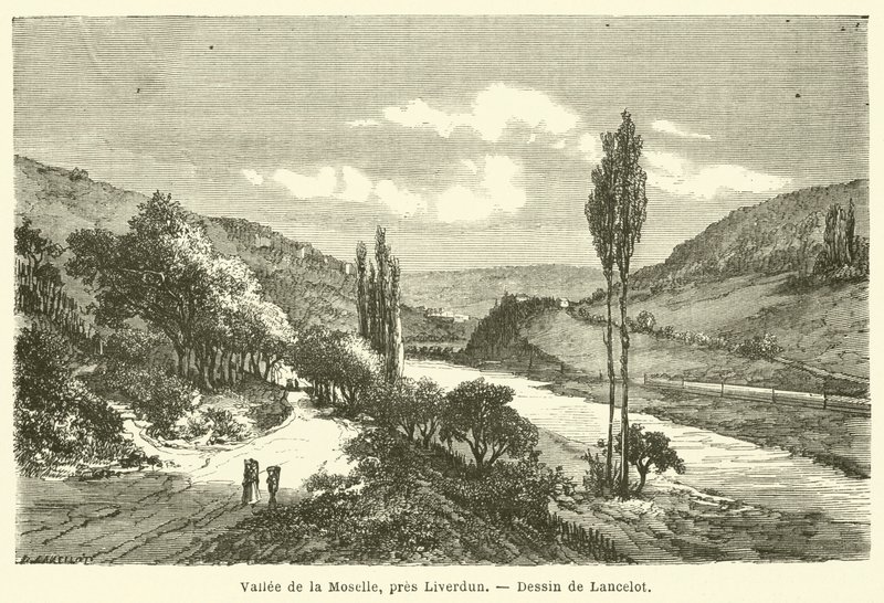 Moselle Valley, poblíž Liverdun (rytina) od French School