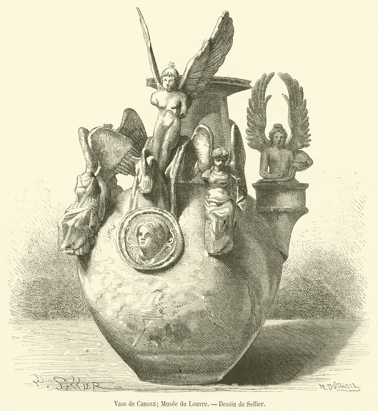 Váza Canosa, muzeum Louvre (rytina) od French School