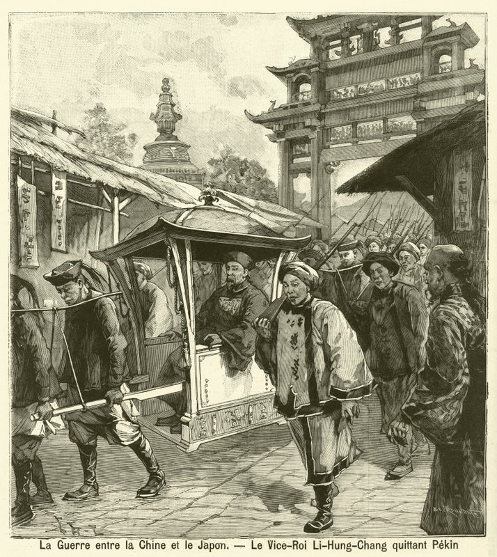 Místokrál Li Hongzhang opouštějící Peking během první čínsko-japonské války (rytina) od French School