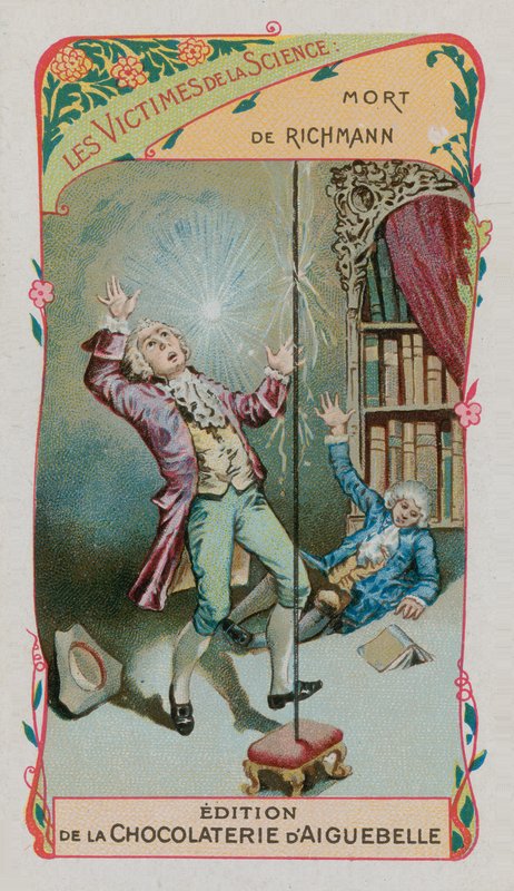 Oběti vědy: Smrt Georga Wilhelma Richmanna, německého fyzika (1711-1753) od French School