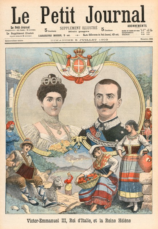 Viktor Emanuel III. italský a královna Helena od French School