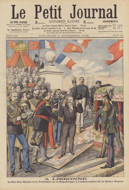 Návštěva francouzského prezidenta v Lisabonu (barevná litografie) od French School
