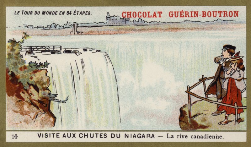 Návštěva Niagarských vodopádů - kanadská strana (chromolitho) od French School