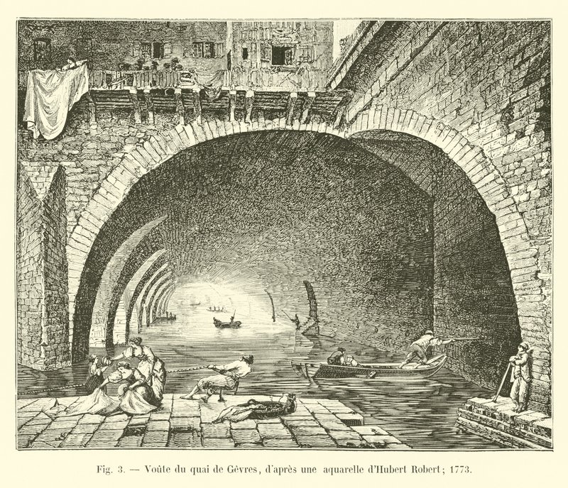 Vault of the Quai de Gesvres, podle akvarelu Huberta Roberta; 1773 od French School