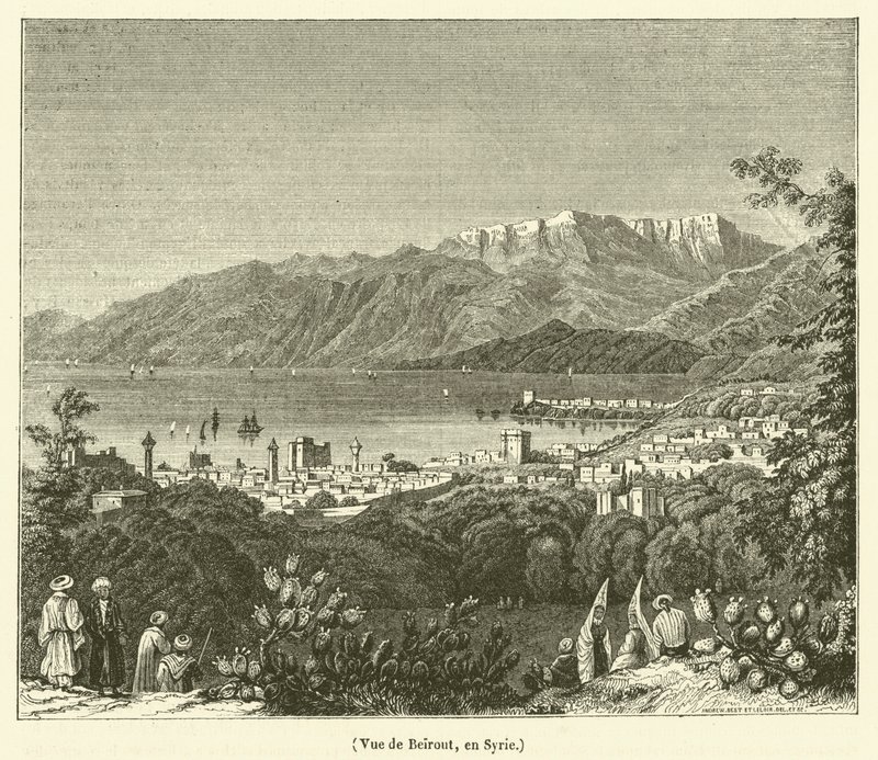 Pohled na Bejrút, Sýrie (rytina) od French School