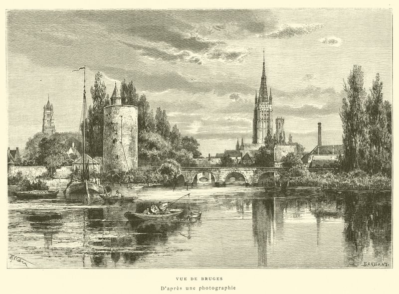 Pohled na Bruggy (rytina) od French School