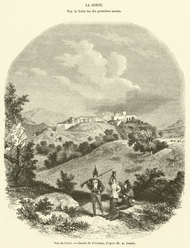 Pohled na Corte (rytina) od French School