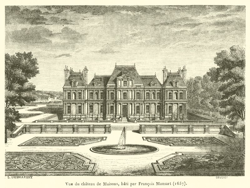 Pohled na Chateau de Maisons, postavený Francois Mansart od French School