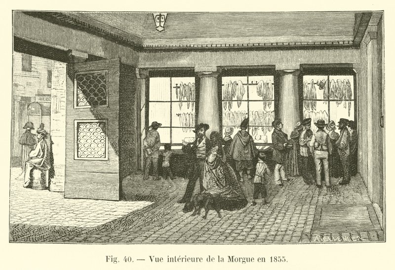 Vnitřní pohled na márnici v roce 1855 od French School