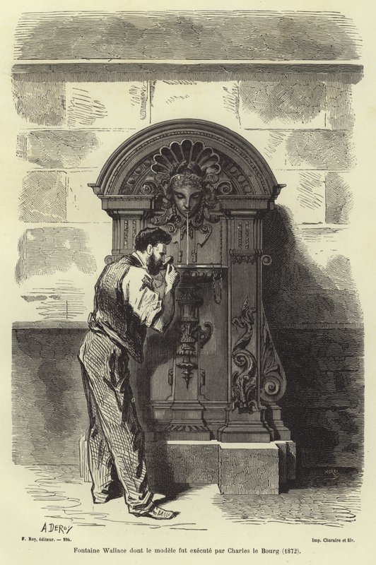 Wallaceova fontána navržená Charlesem Augustem Lebourgem, Paříž, 1872 od French School