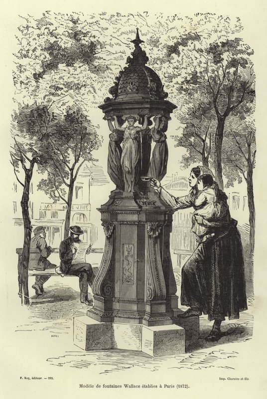 Wallaceova fontána instalována v Paříži v roce 1872 od French School
