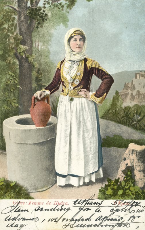 Žena z ostrova Hydra, Řecko (barevné foto) od French School