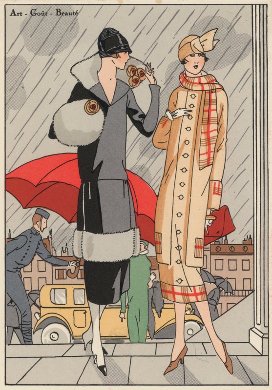 Dámská móda 20. let 20. století od návrhářů Premeta a Gustava Beera. (barevná litografie) od French School