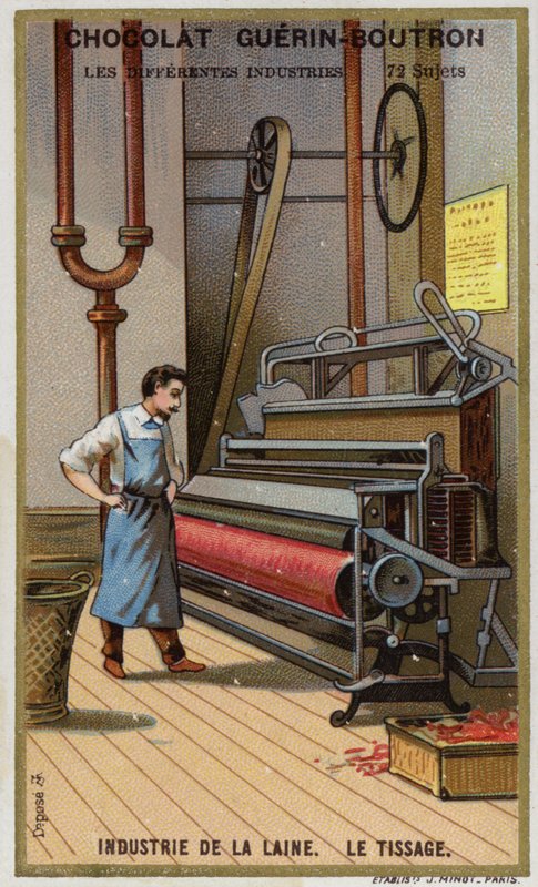 Vlněný průmysl. Tkaní (chromolitho) od French School