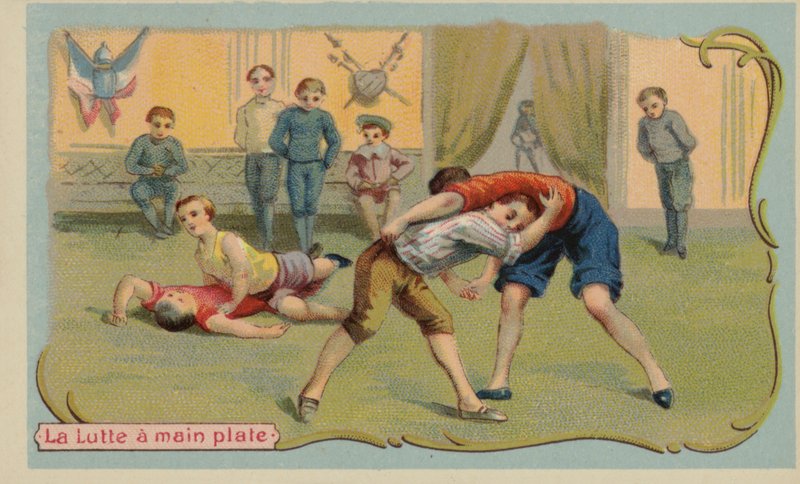 zápas (chromolitho) od French School