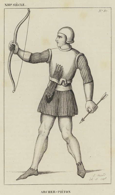 XIII Siecle, Archer-Pieton (rytina) od French School