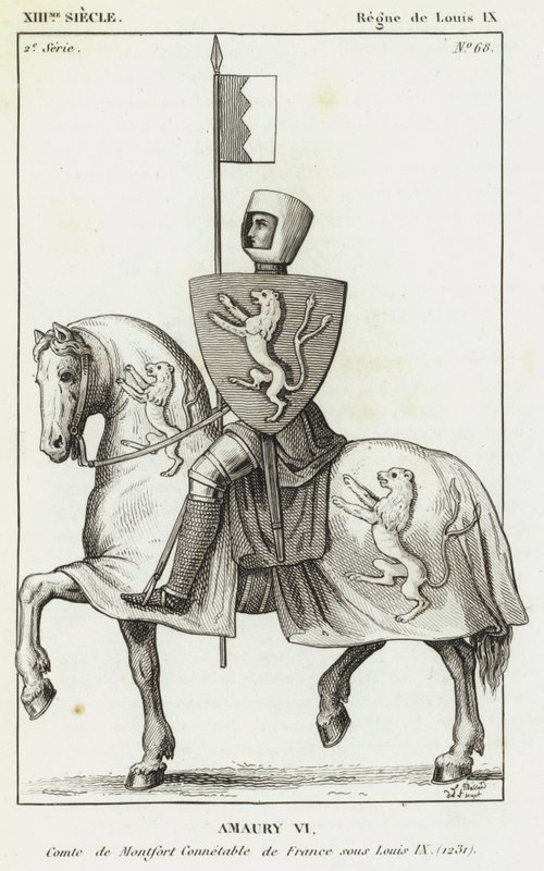 XIII století, vláda Ludvíka IX., Amaury VI., hrabě z Montfortu, francouzský konstábl za Ludvíka IX. od French School