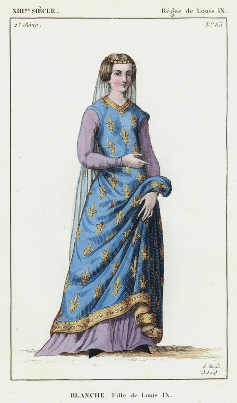 XIII. století, vláda Ludvíka IX., Blanche, dcera Ludvíka IX. (barevná rytina) od French School