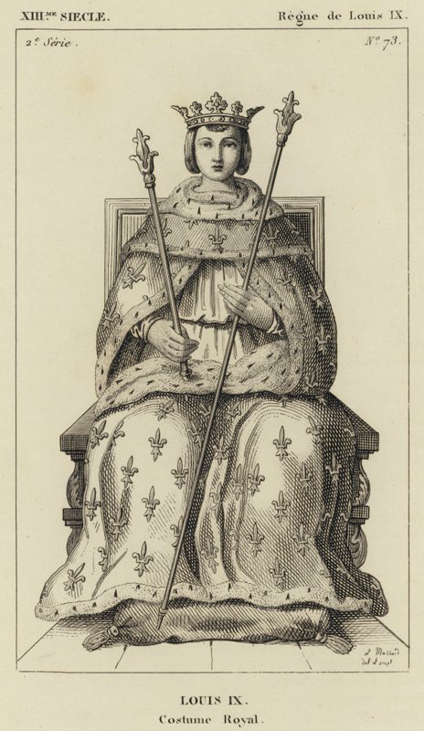 XIII. století, vláda Ludvíka IX., Ludvík IX., Královský kostým (rytina) od French School