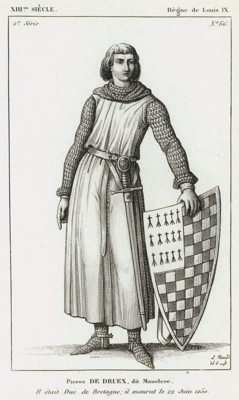 XIII století, vláda Luixe IX, Pierre de Druex, dit Mauclere, byl vévoda z Bretaně; zemřel 22. června 1250 (rytina) od French School
