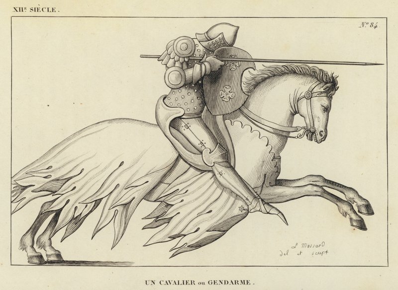 XII Century, A Cavalier or Gendarme (rytina) od French School