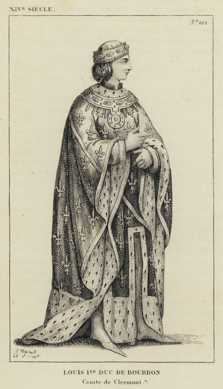 XIV století, Ludvík I. vévoda Bourbonský, hrabě z Clermontu (rytina) od French School