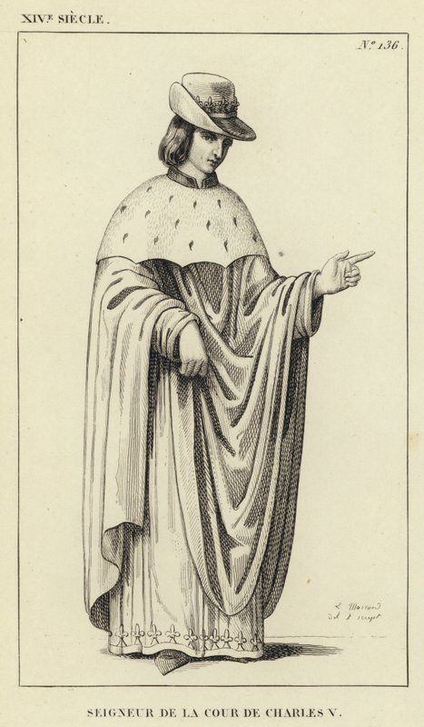 XIV. století, pán dvora Karla V. (rytina) od French School