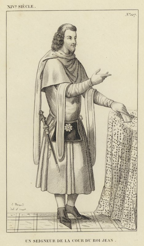 XIV století, Pán ze dvora krále Jana (rytina) od French School