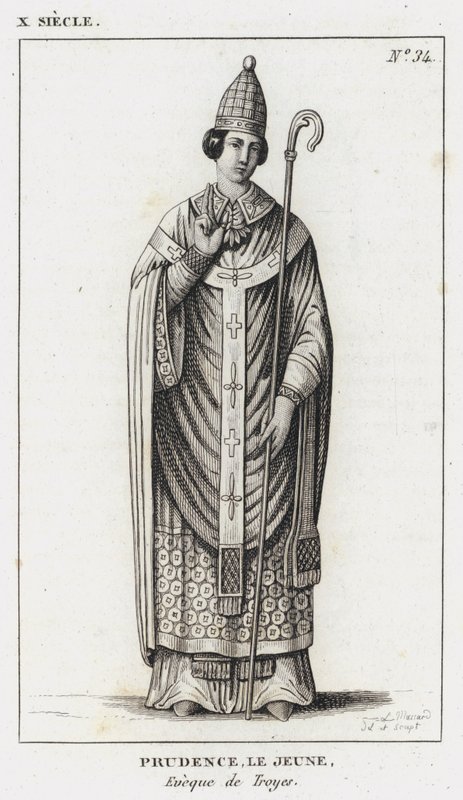 X Century, Prudence mladší, biskup z Troyes (rytina) od French School
