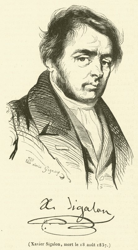 Xavier Sigalon, zemřel 18. srpna 1837 (rytina) od French School