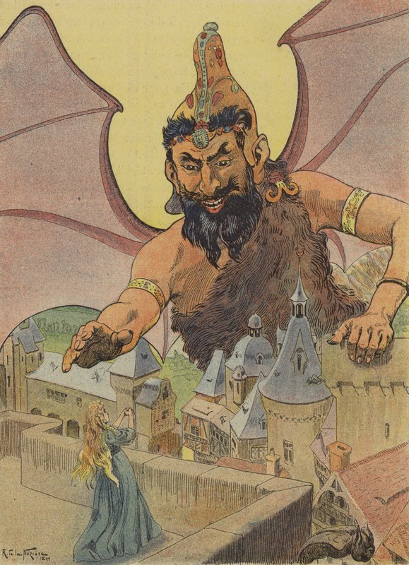 "Půjdeš za mnou," řekl obr (barevná litografie). od French School
