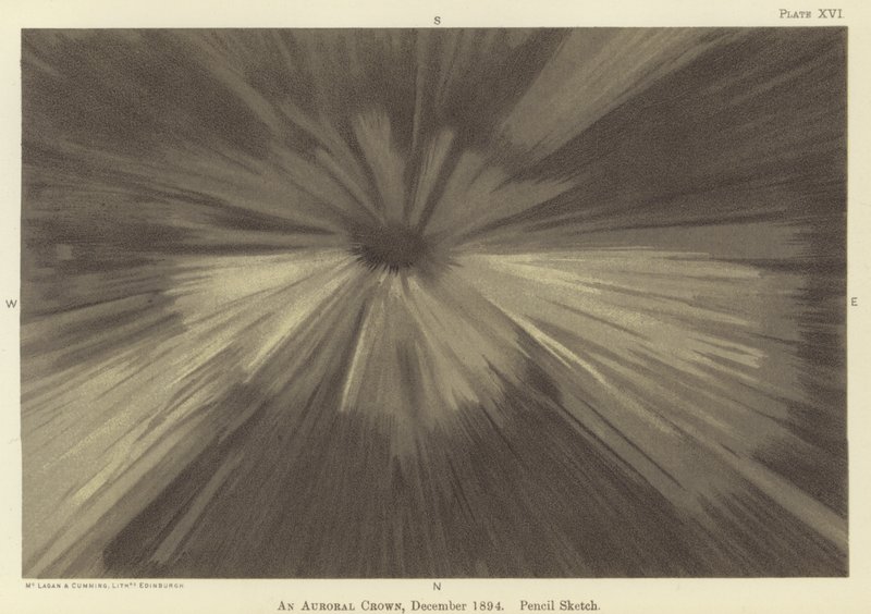 Polární koruna, prosinec 1894, skica tužkou (barevná lito) od Fridtjof Nansen