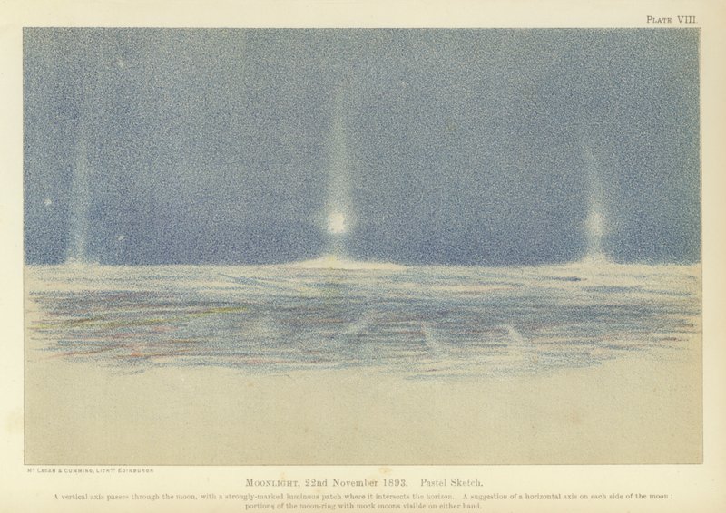Moonlight, 22. listopadu 1893, pastelová skica (barevná lito) od Fridtjof Nansen