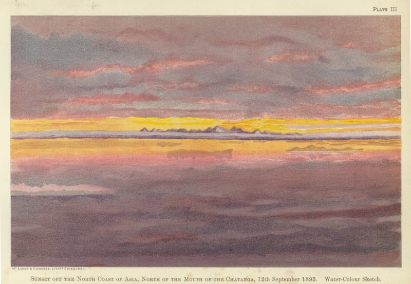 Západ slunce u severního pobřeží Asie, severně od ústí Chatangy od Fridtjof Nansen