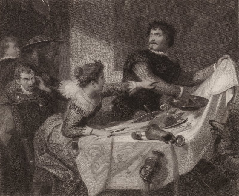 Shakespeare: Zkrocení zlé ženy (rytina) od Friedrich Schwoerer