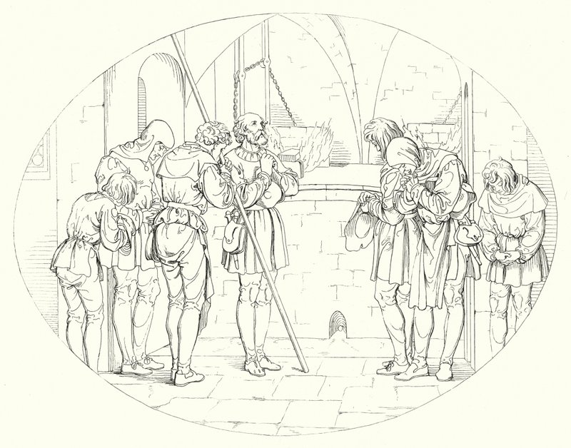 Ilustrace k Schillerově Lied von der Glocke, aneb The Song Of The Bell (rytina) od Friedrich August Moritz Retzsch